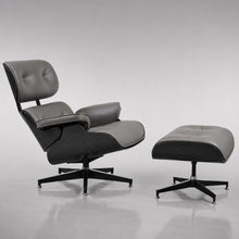 Lounge Chair with Ottoman – Gray-Black Leather
