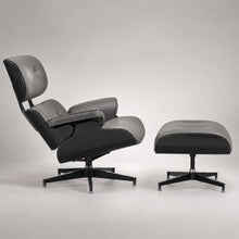 Lounge Chair with Ottoman – Gray-Black Leather