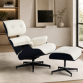 White Lounge Chair with Ottoman