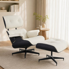 White Lounge Chair with Ottoman