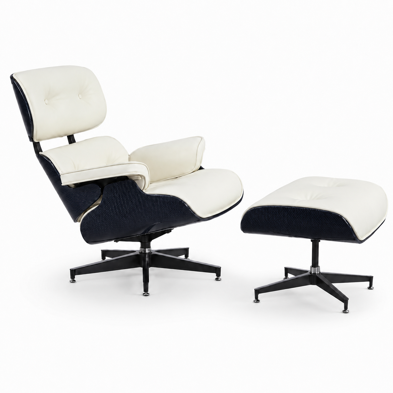 White Lounge Chair with Ottoman