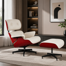 White Lounge Chair with Ottoman