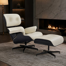 White Lounge Chair with Ottoman