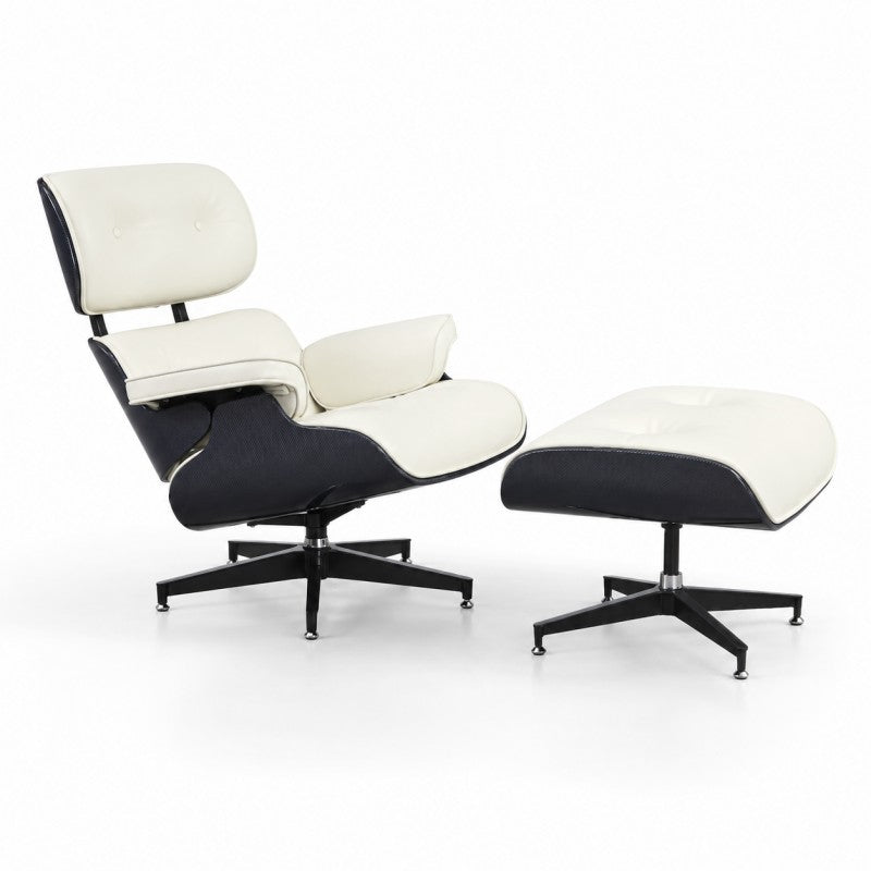 White Lounge Chair with Ottoman