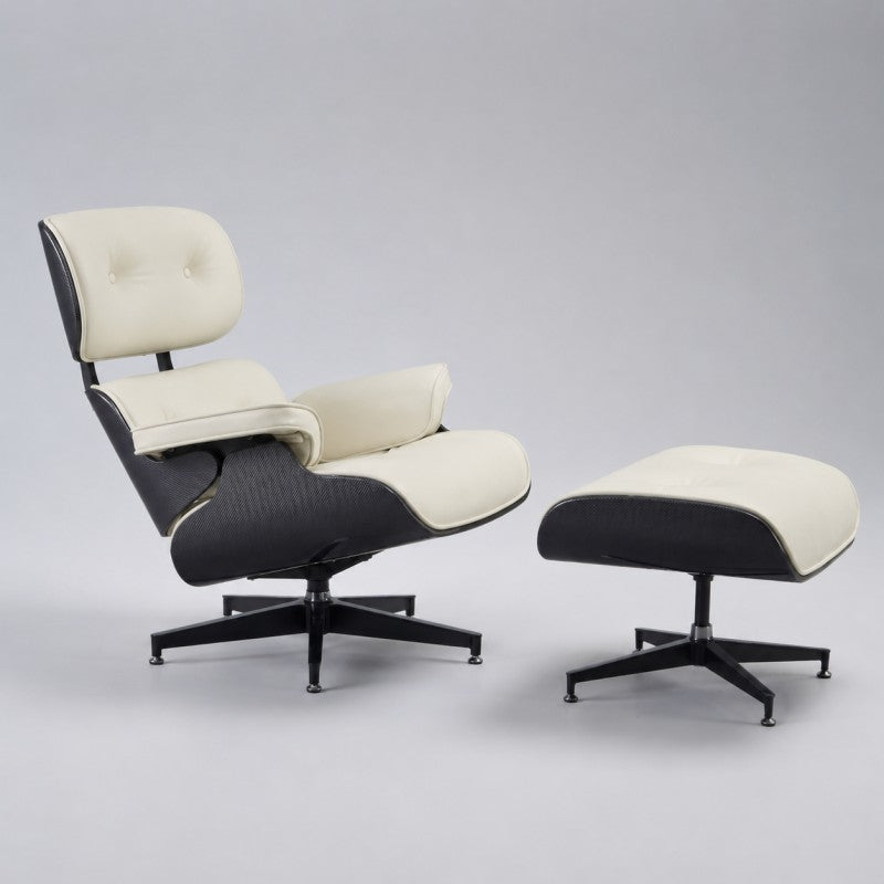 White Lounge Chair with Ottoman