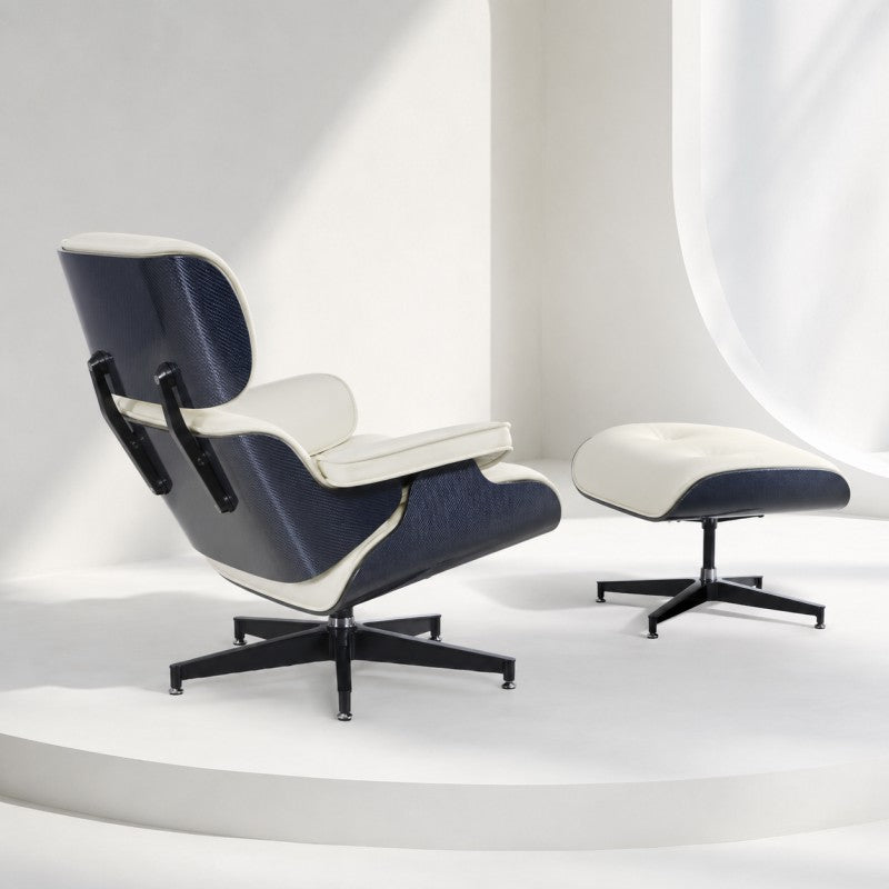 White Lounge Chair with Ottoman