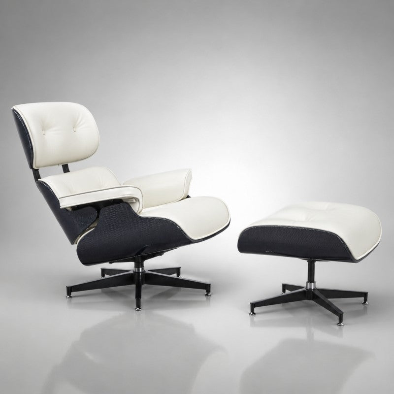White Lounge Chair with Ottoman
