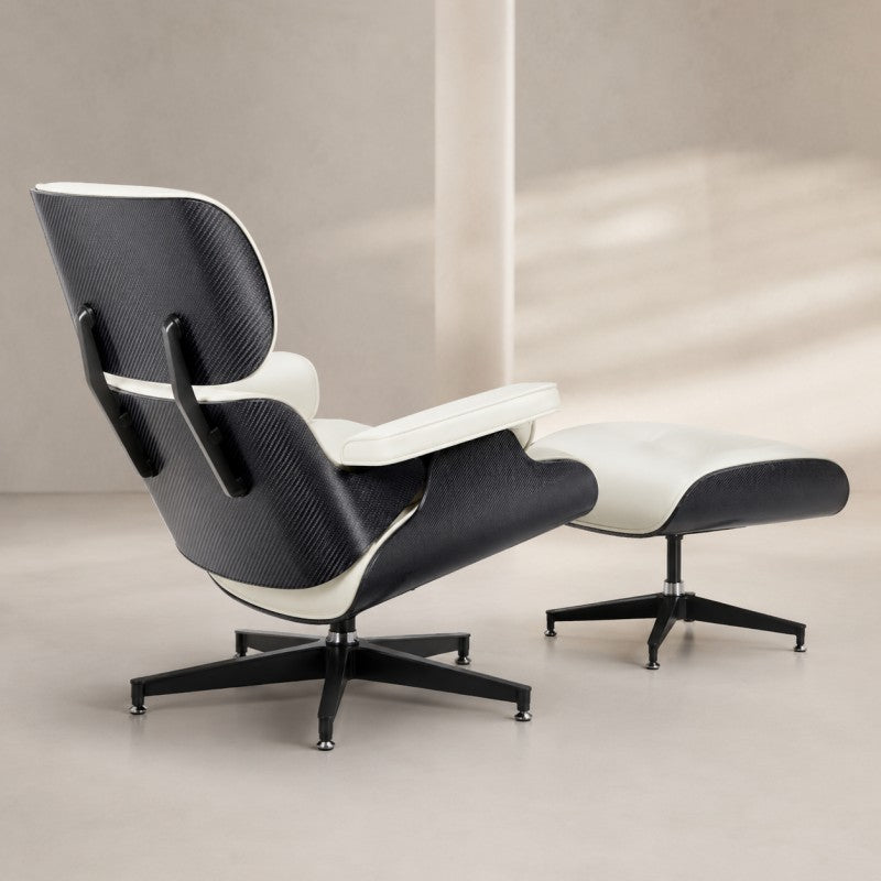 White Lounge Chair with Ottoman