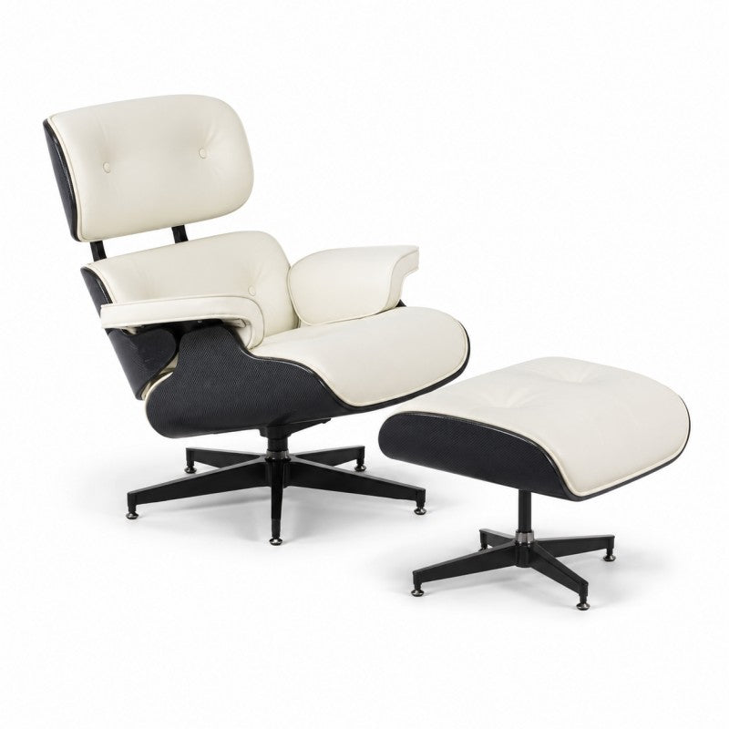 White Lounge Chair with Ottoman