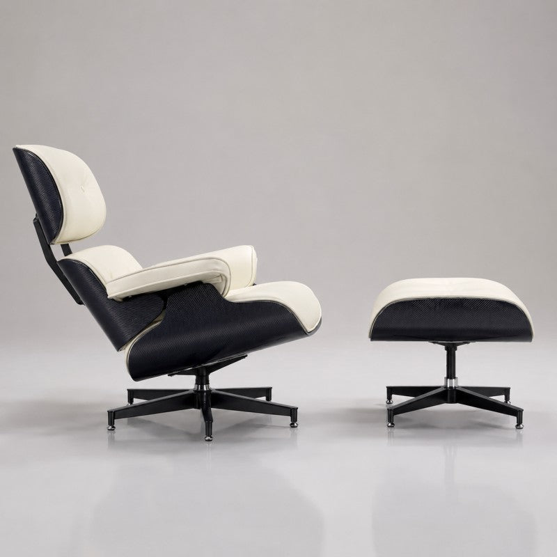 White Lounge Chair with Ottoman