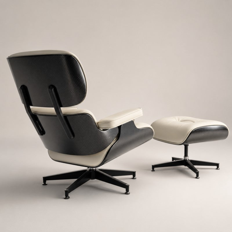 White Lounge Chair with Ottoman