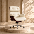 White Swivel Lounge Office Chair – Carbon Fiber Shell