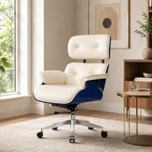 White Swivel Lounge Office Chair – Carbon Fiber Shell