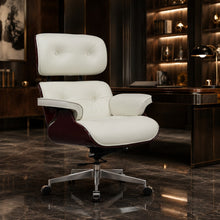 White Swivel Lounge Office Chair – Carbon Fiber Shell