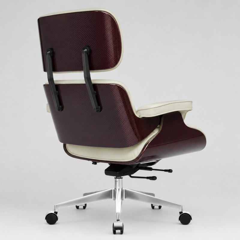 White Swivel Lounge Office Chair – Carbon Fiber Shell