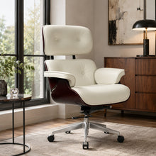 White Swivel Lounge Office Chair – Carbon Fiber Shell