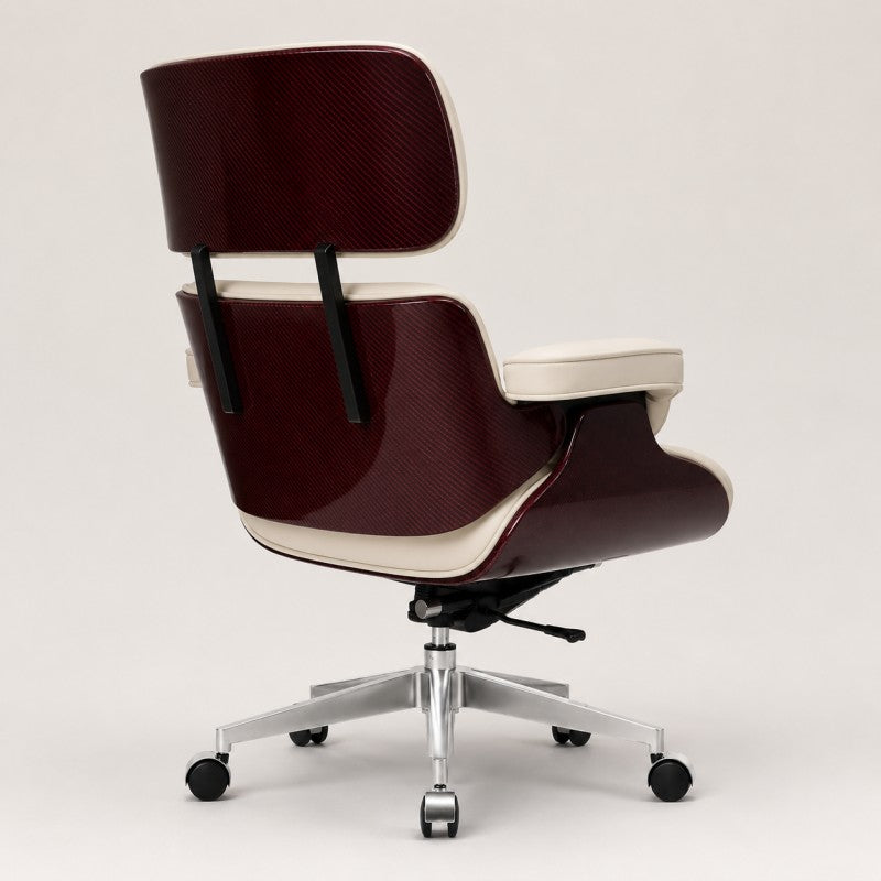 White Swivel Lounge Office Chair – Carbon Fiber Shell
