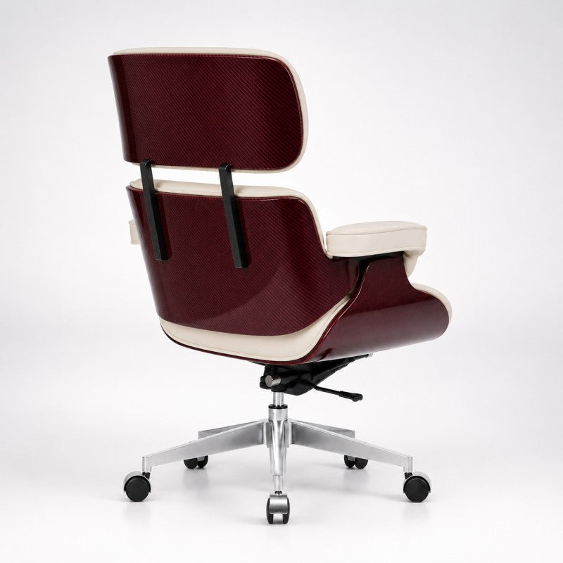 White Swivel Lounge Office Chair – Carbon Fiber Shell