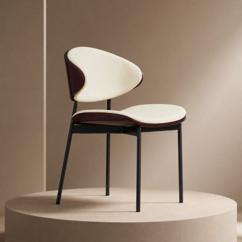 Modern Dining Chair – Cream & Burgundy