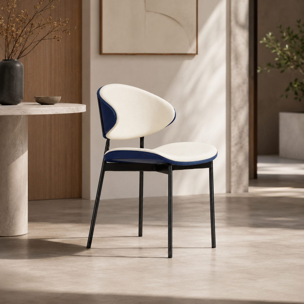 Modern Dining Chair – Cream & Burgundy