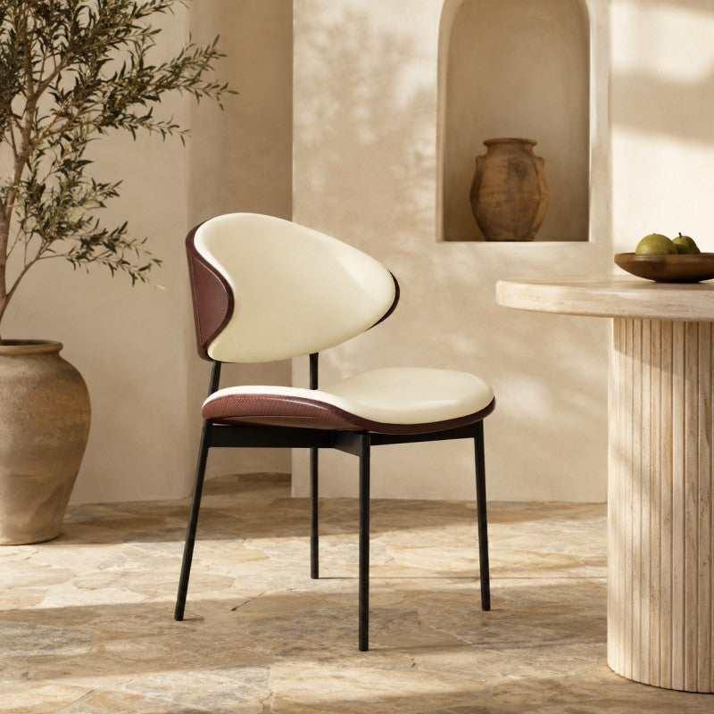 Modern Dining Chair – Cream & Burgundy