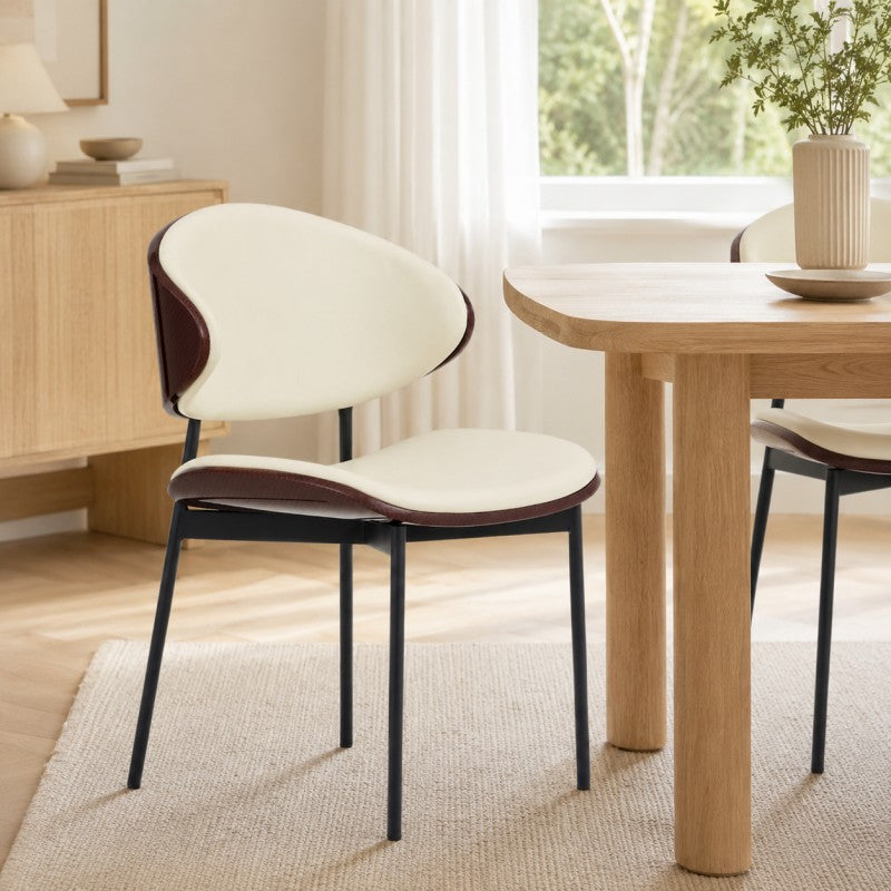 Modern Dining Chair – Cream & Burgundy