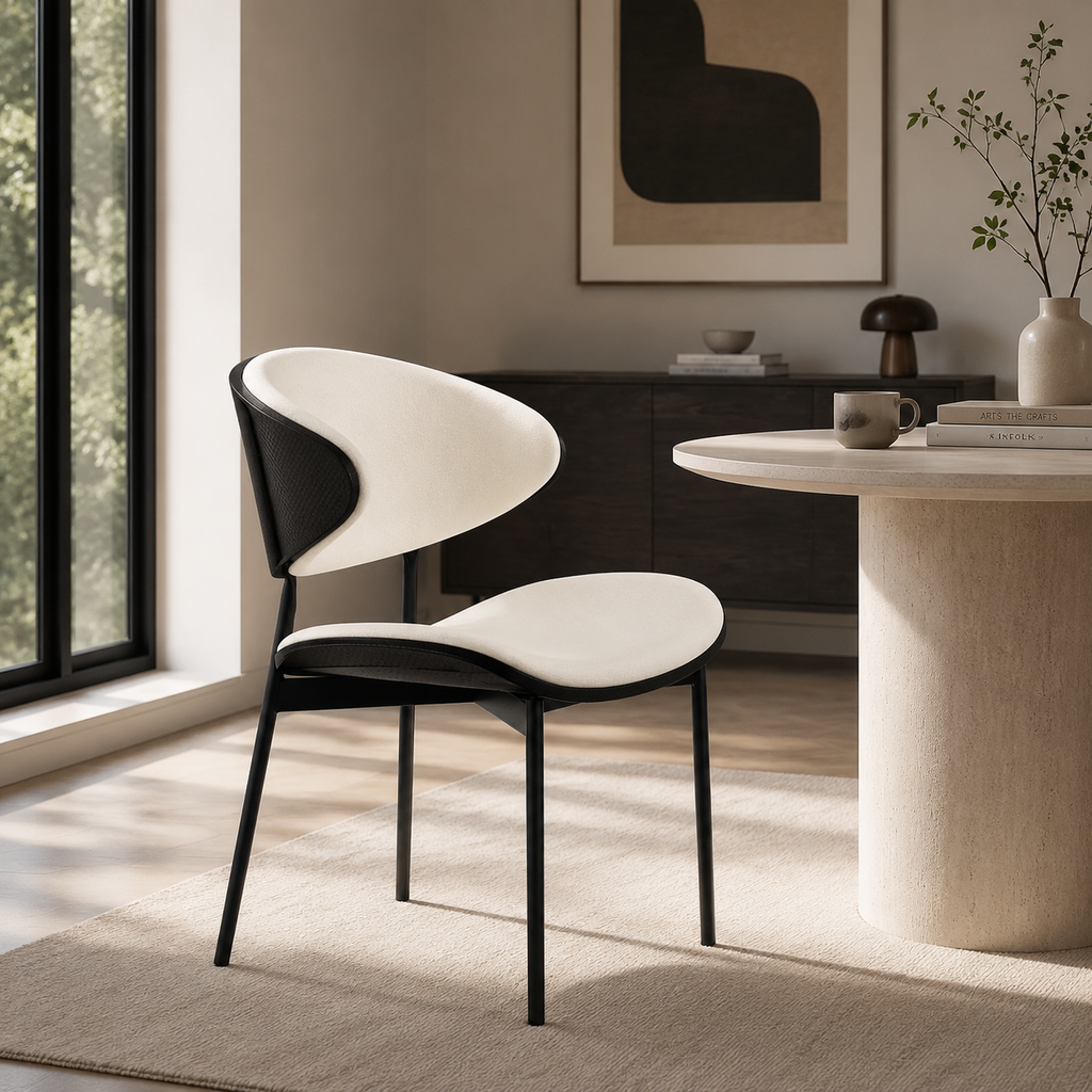 Modern Dining Chair – Cream & Burgundy