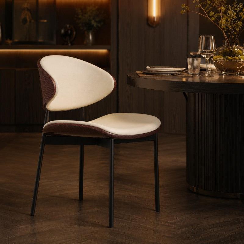 Modern Dining Chair – Cream & Burgundy