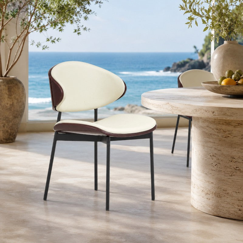 Modern Dining Chair – Cream & Burgundy