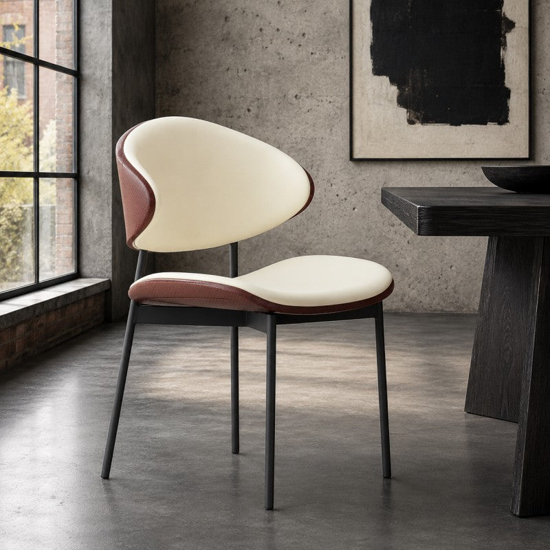 Modern Dining Chair – Cream & Burgundy