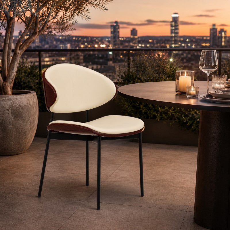 Modern Dining Chair – Cream & Burgundy