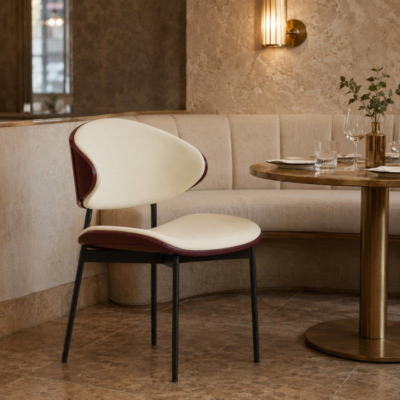 Modern Dining Chair – Cream & Burgundy
