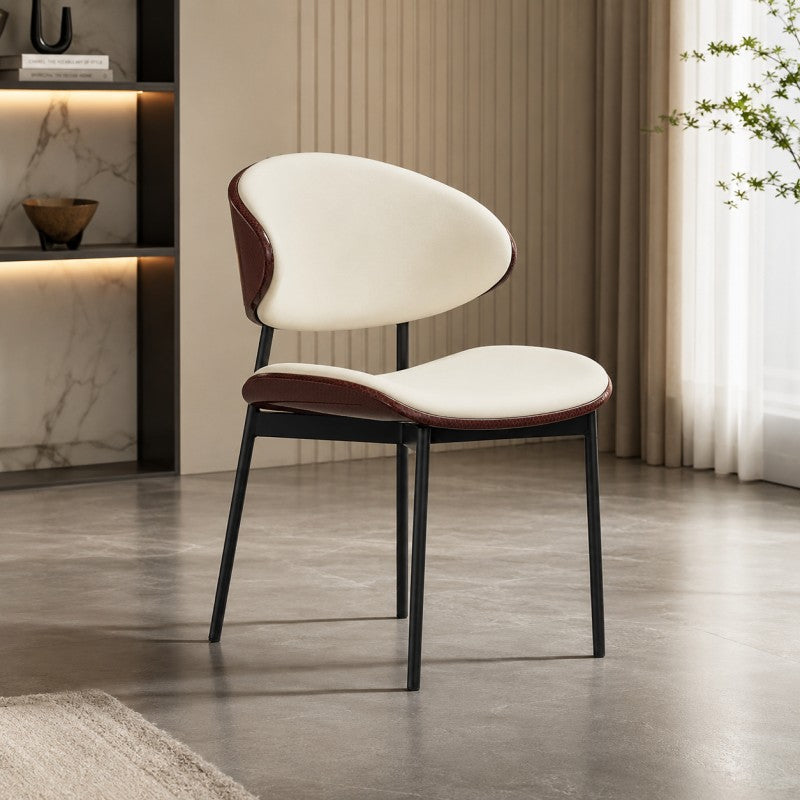 Modern Dining Chair – Cream & Burgundy