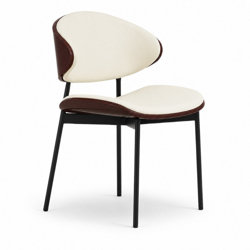 Modern Dining Chair – Cream & Burgundy