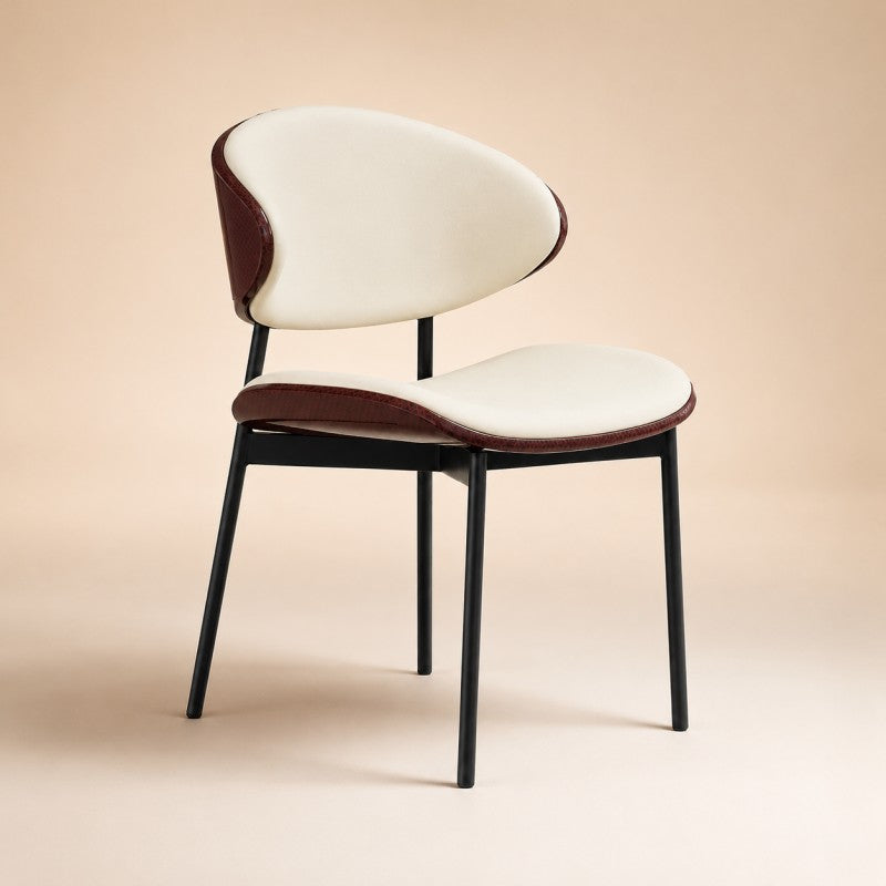 Modern Dining Chair – Cream & Burgundy
