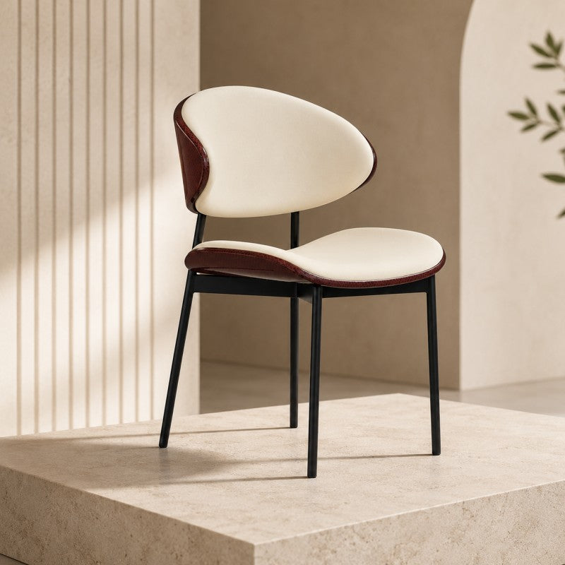 Modern Dining Chair – Cream & Burgundy
