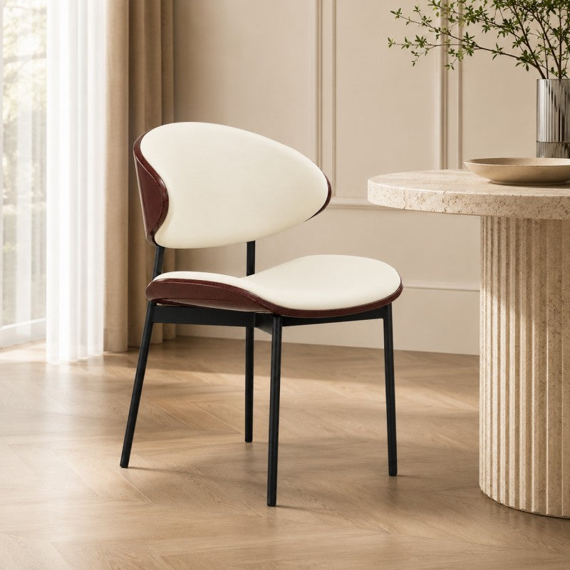 Modern Dining Chair – Cream & Burgundy