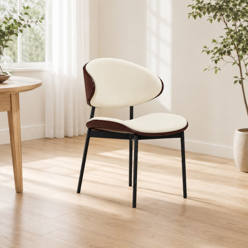 Modern Dining Chair – Cream & Burgundy