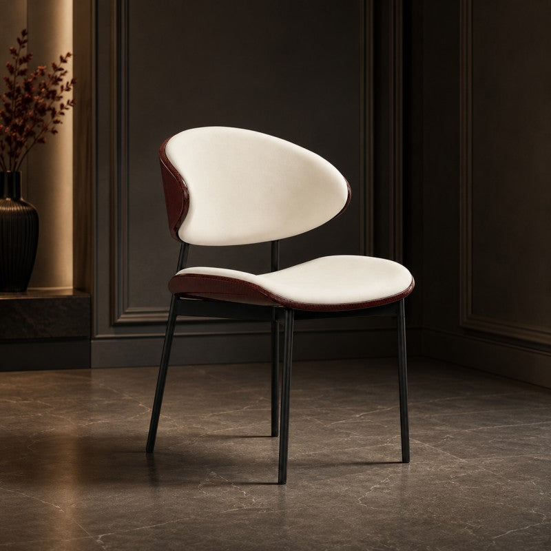 Modern Dining Chair – Cream & Burgundy