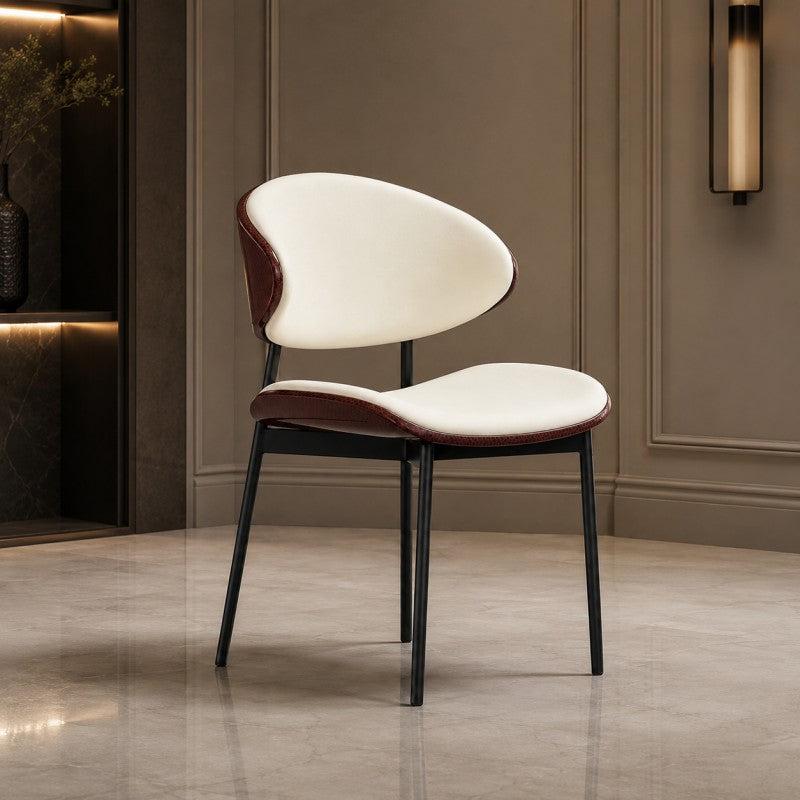 Modern Dining Chair – Cream & Burgundy