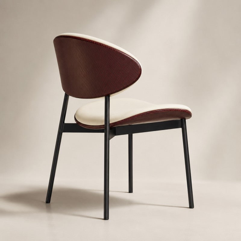Modern Dining Chair – Cream & Burgundy