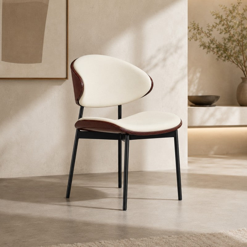 Modern Dining Chair – Cream & Burgundy