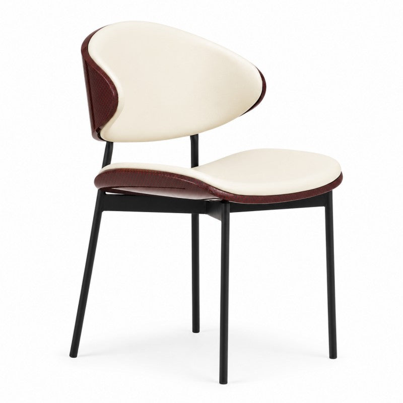 Modern Dining Chair – Cream & Burgundy