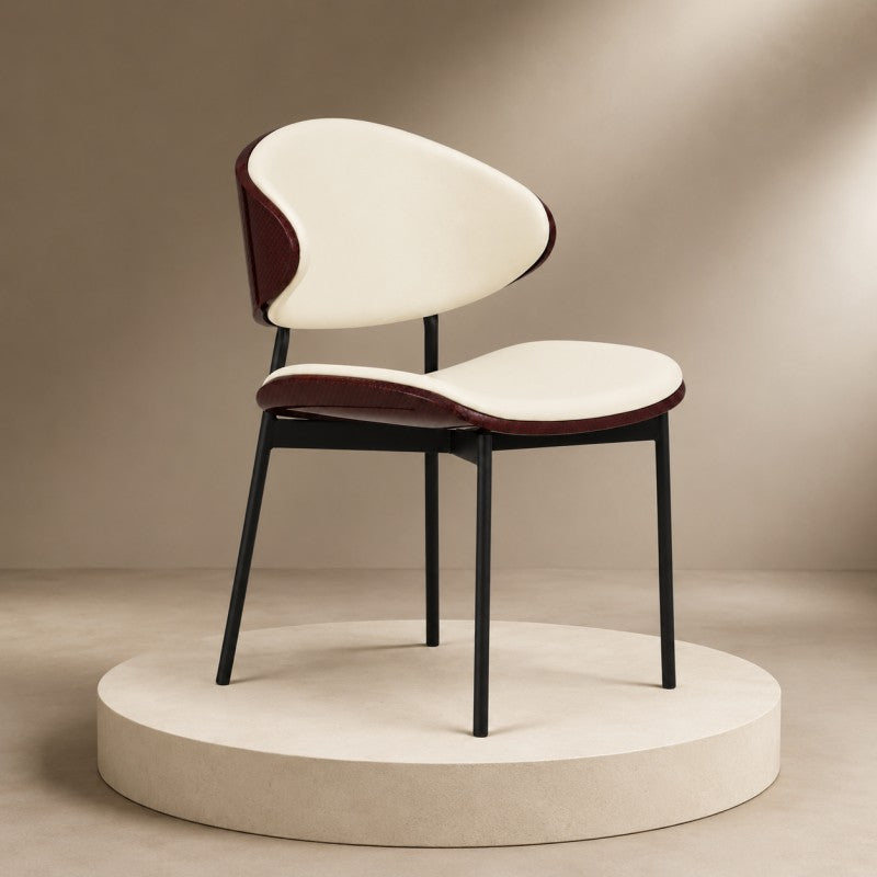 Modern Dining Chair – Cream & Burgundy