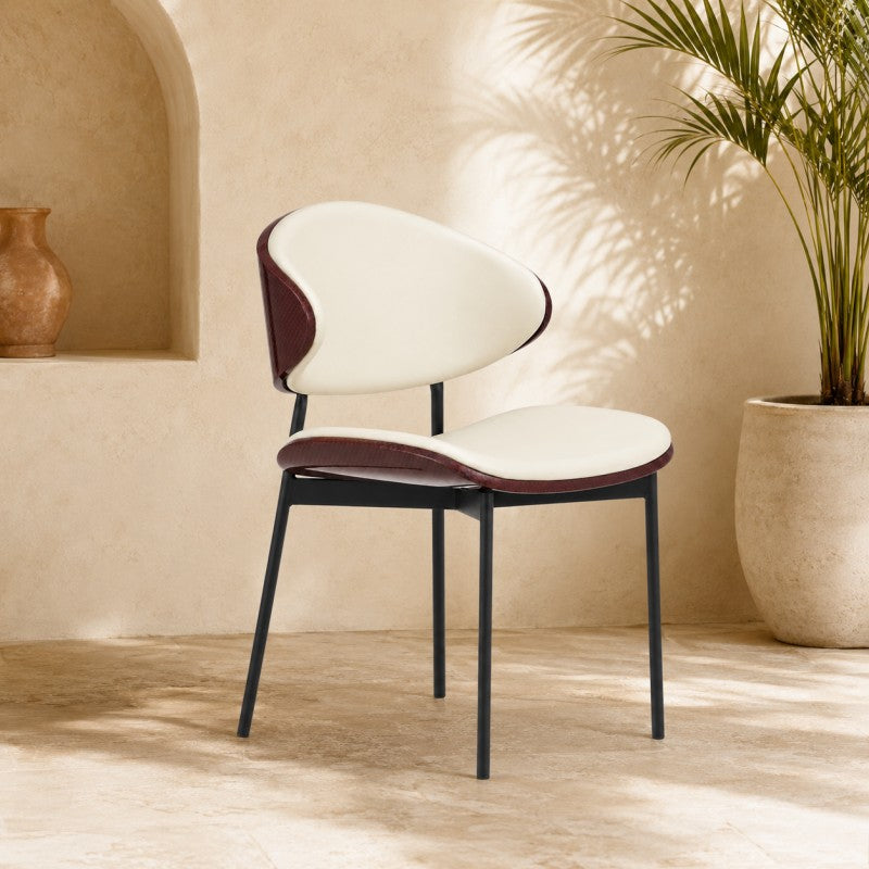 Modern Dining Chair – Cream & Burgundy