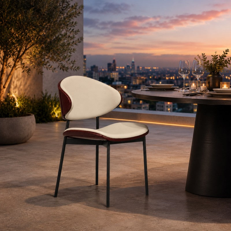 Modern Dining Chair – Cream & Burgundy