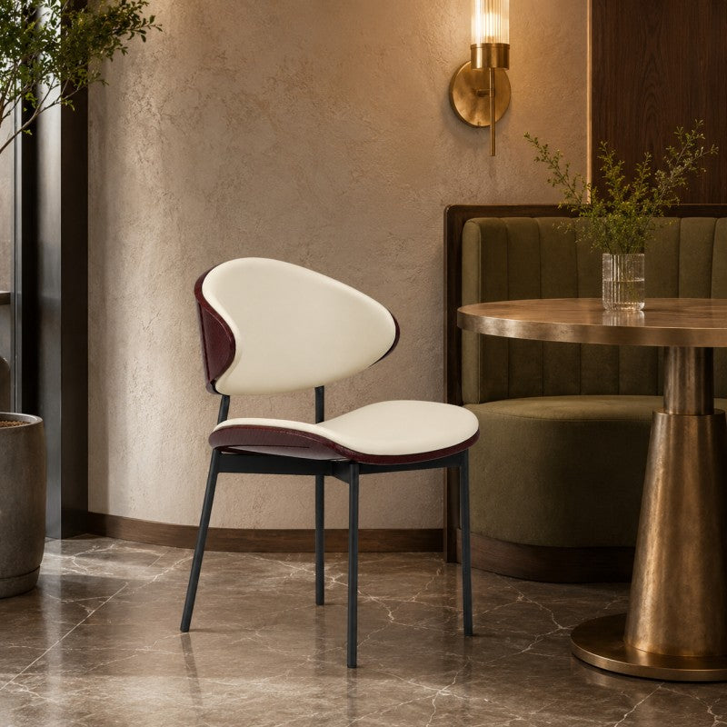 Modern Dining Chair – Cream & Burgundy