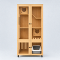 Wooden Cat Villa – 2-Door with Litter Box Area
