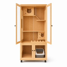 Wooden Cat Villa – 2-Door with Litter Box Area