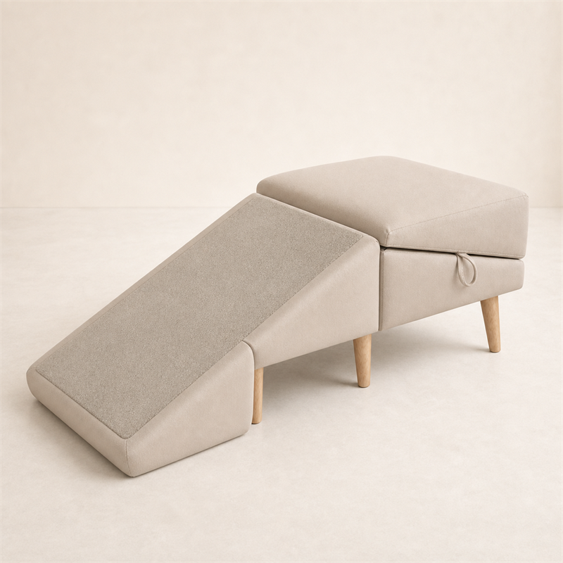 Pet Ramp Ottoman Stool – 2-in-1 Foldable Pet Step